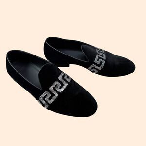 Versace Studded Greca Velvet Loafers